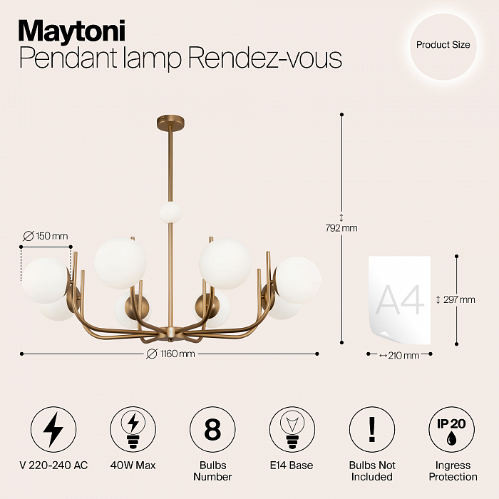 Светильник Maytoni MOD109PL-08BS